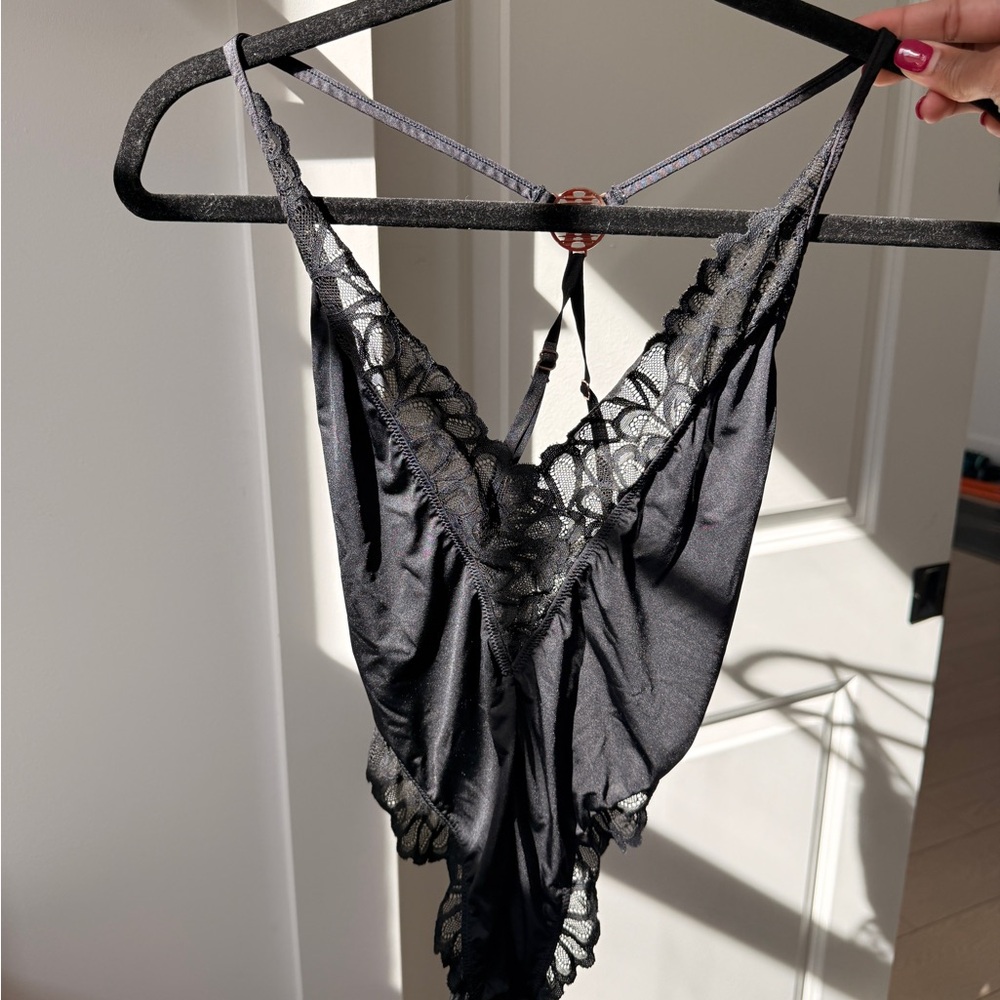 Savage X Fenty Black Lace Trim Chemise